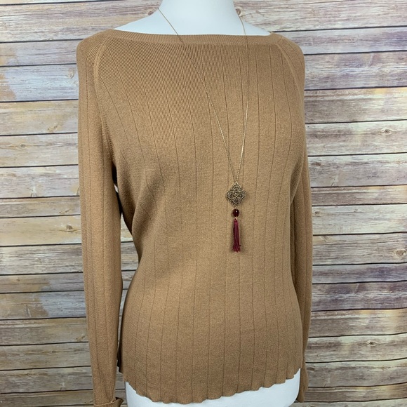 Treasure & Bond Sweaters - Treasure & Bond Top Ribbed Sweater Camel XL